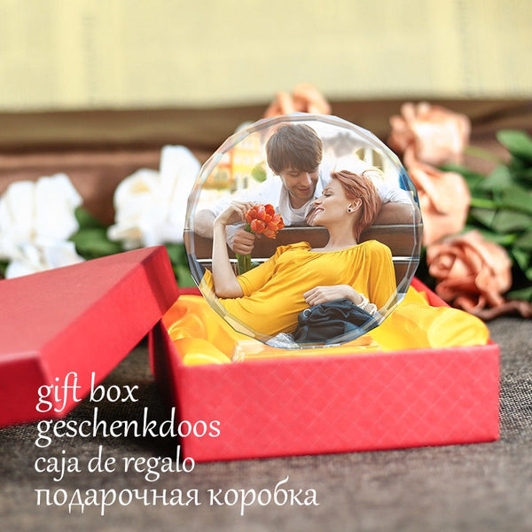 Customized Round Shape Crystal Glass Photo Frame