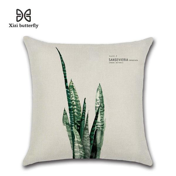 New Green Leaf Print Cushion Set Throw Pillow