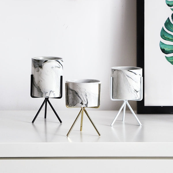 Nordic Minimalism Style Marble Pattern Flower Pot
