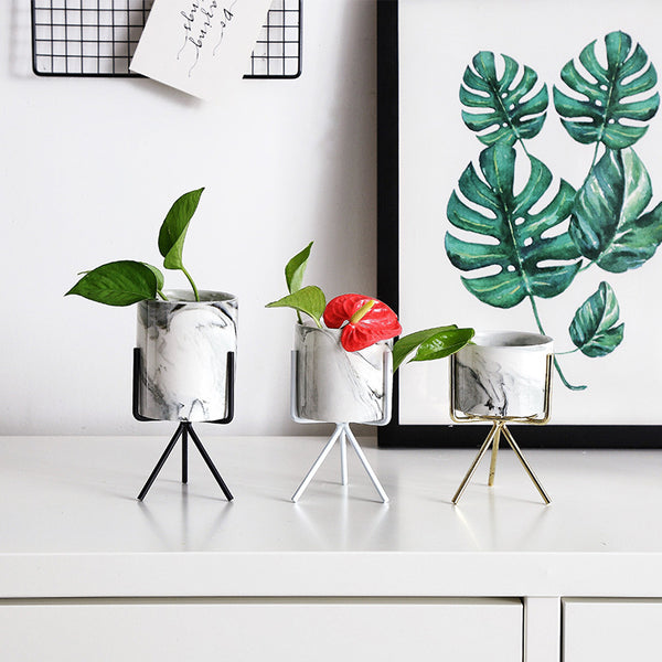 Nordic Minimalism Style Marble Pattern Flower Pot