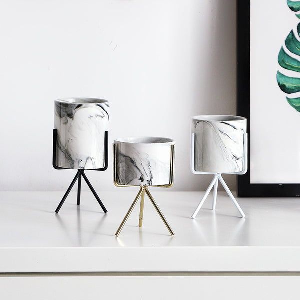 Nordic Minimalism Style Marble Pattern Flower Pot