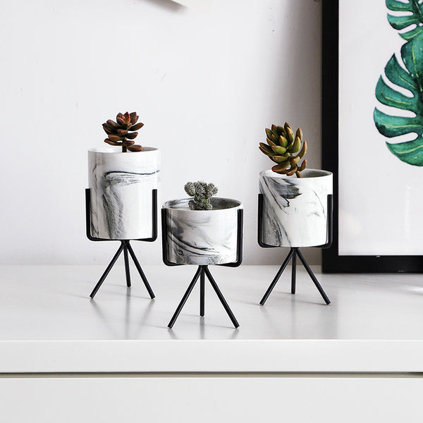 Nordic Minimalism Style Marble Pattern Flower Pot