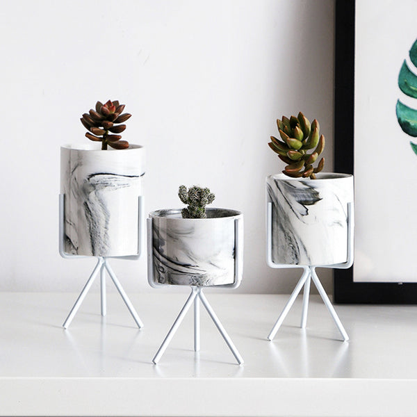 Nordic Minimalism Style Marble Pattern Flower Pot