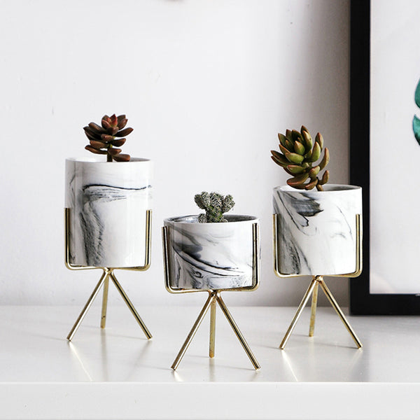 Nordic Minimalism Style Marble Pattern Flower Pot
