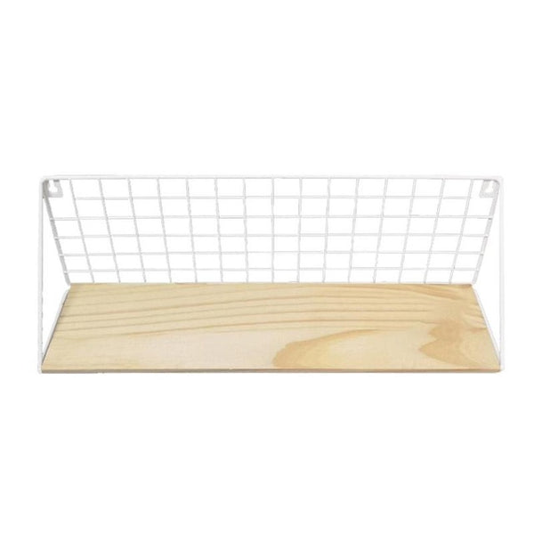 Wooden Iron Wall Shelf Organizer Storage Rack Wall Mounted