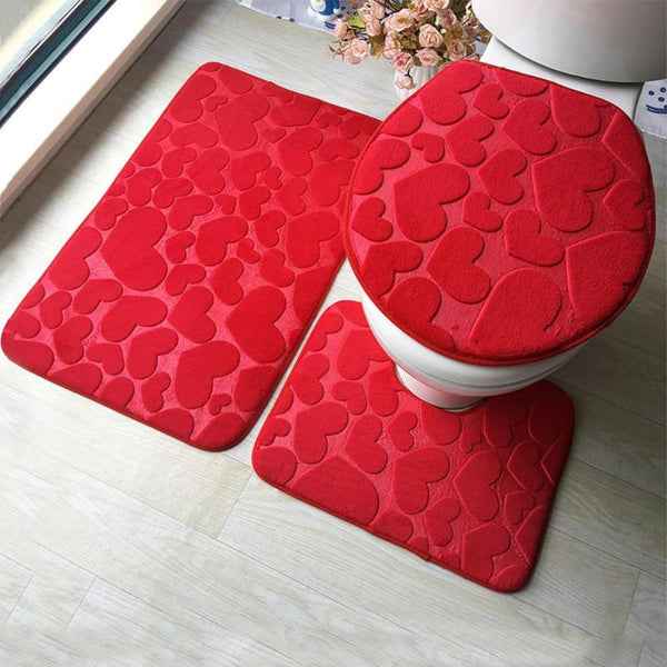 Bathroom Mat Set Flannel Anti-Slip