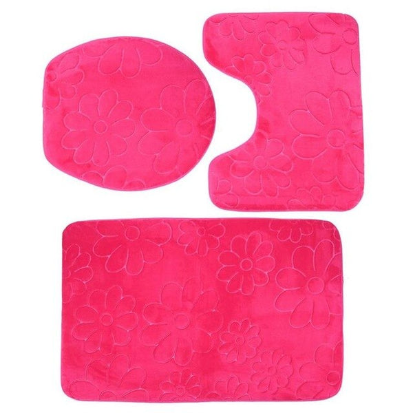 Bathroom Mat Set Flannel Anti-Slip