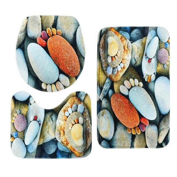 Bathroom Mat Set Flannel Anti-Slip