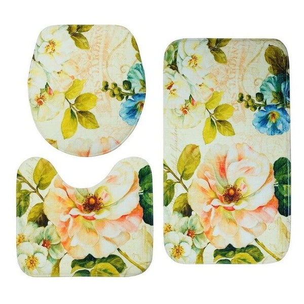 Bathroom Mat Set Flannel Anti-Slip