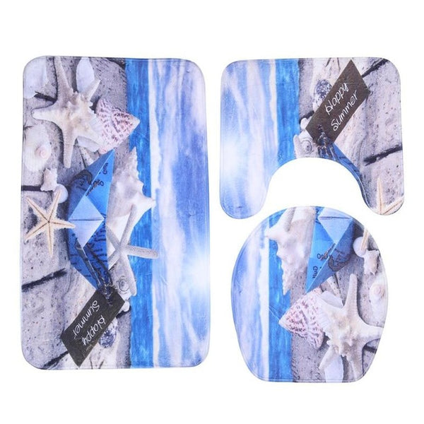 Bathroom Mat Set Flannel Anti-Slip