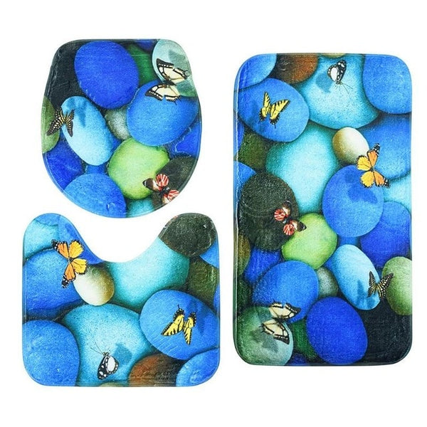 Bathroom Mat Set Flannel Anti-Slip