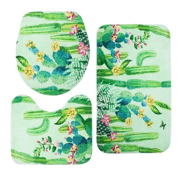 Bathroom Mat Set Flannel Anti-Slip